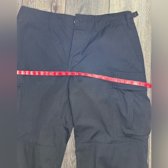 Black Tactical Cargo Pants Adjustable Waist Ripstop Utility Streetwear - Picture 12 of 16